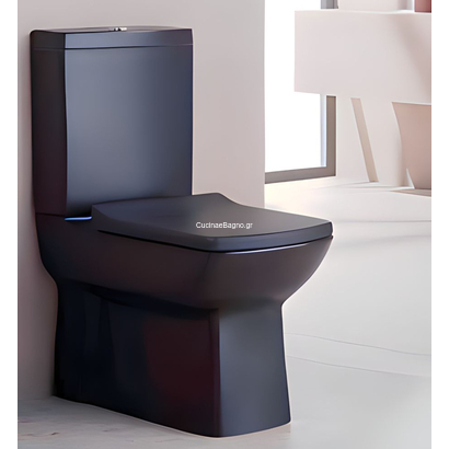 Creavit Quadro Black Matt 60x35 Λεκάνη Με Καζανάκι